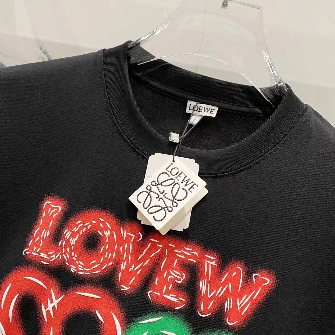로에베-상의-국내배송 멀티칼라 레터링로고 코튼 라운드티