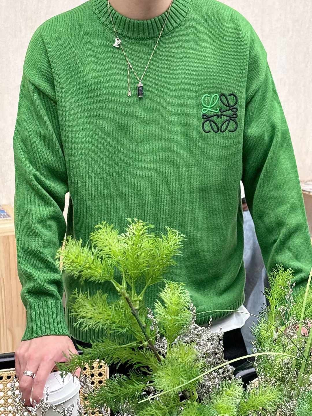 로에베-상의-국내배송 자수로고 캐시미어 양모 라운드니트