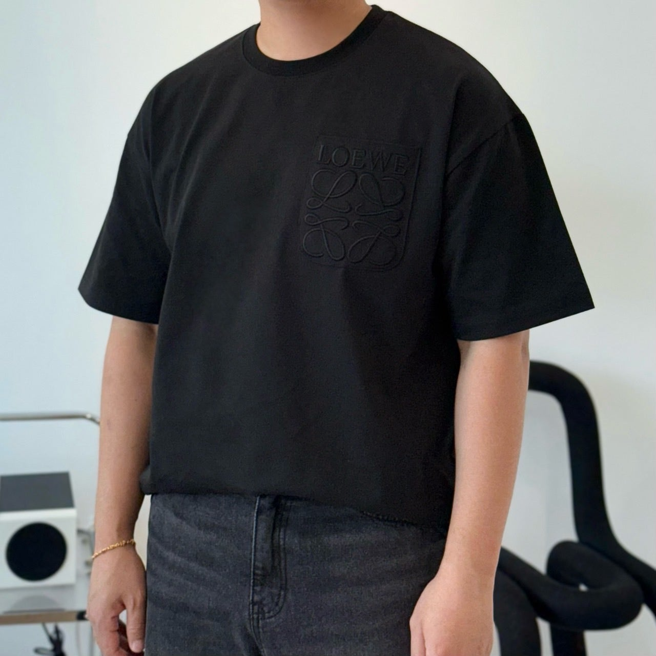 로에베-상의-국내배송 포켓 자수 릴렉스 핏 반팔