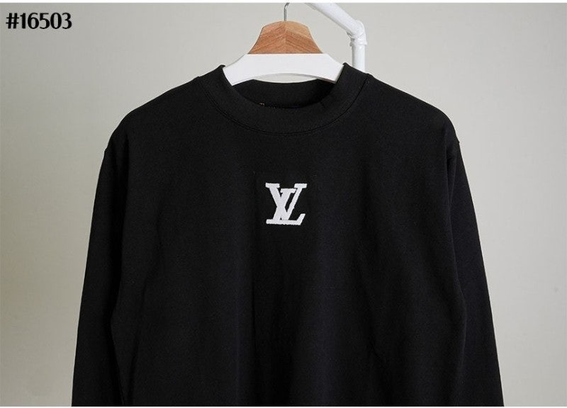 루이비통-상의-국내배송 레플리카 엠보시드 LV 로고 롱 슬리브 티셔츠