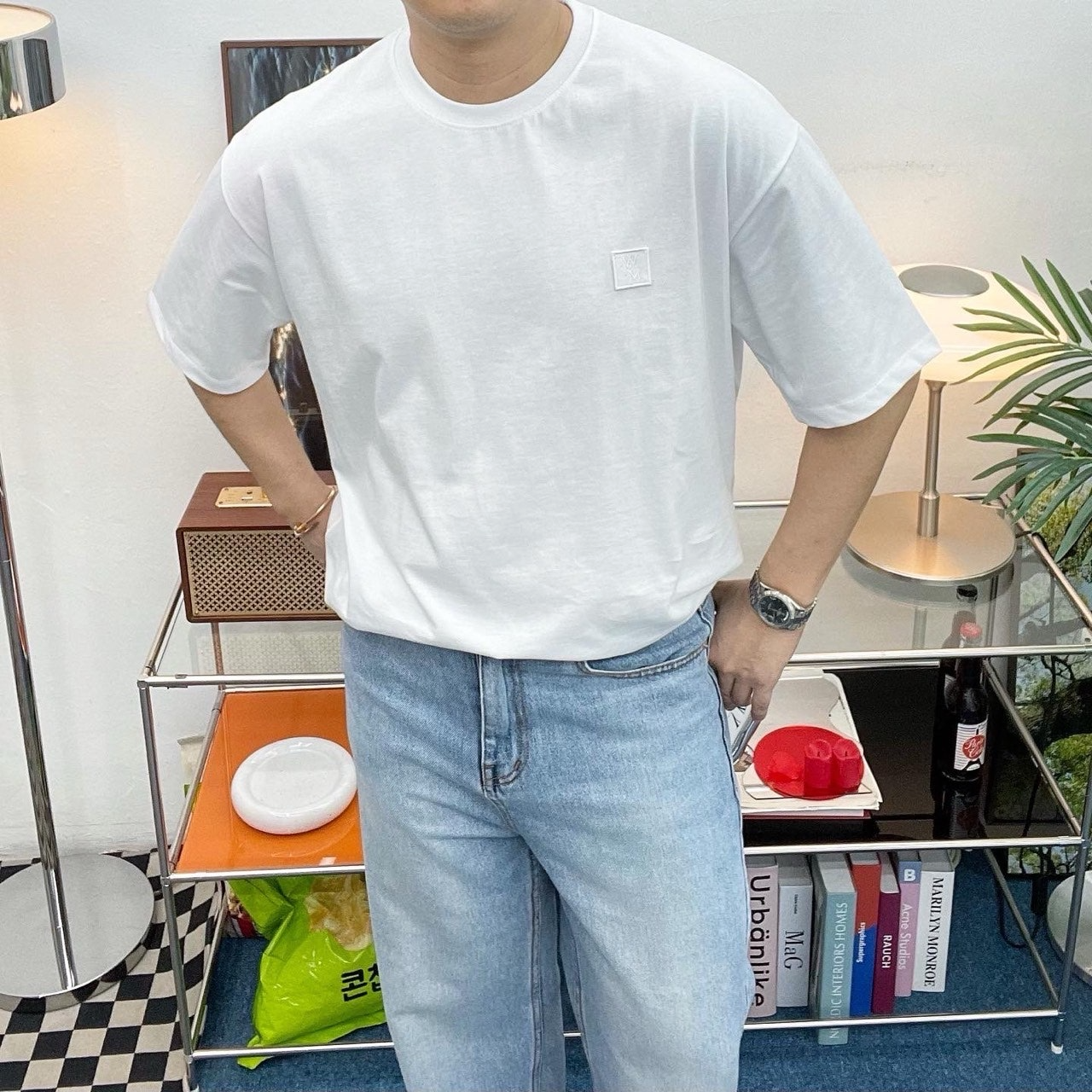 우영미-상의-국내배송 버터 플라이 백로고 반팔