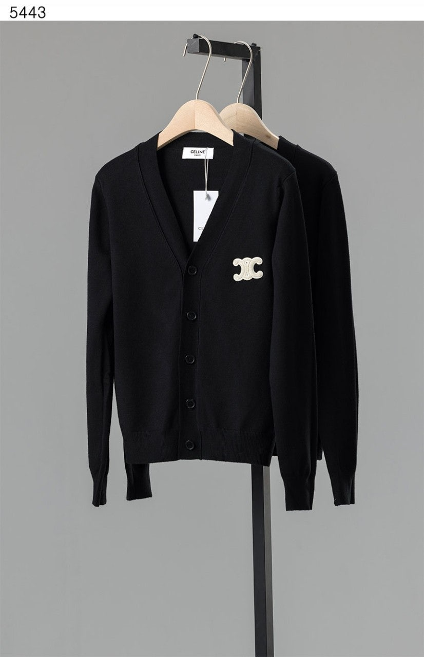 셀린느-상의-국내배송 빅 트리오페 로고 브이 가디건