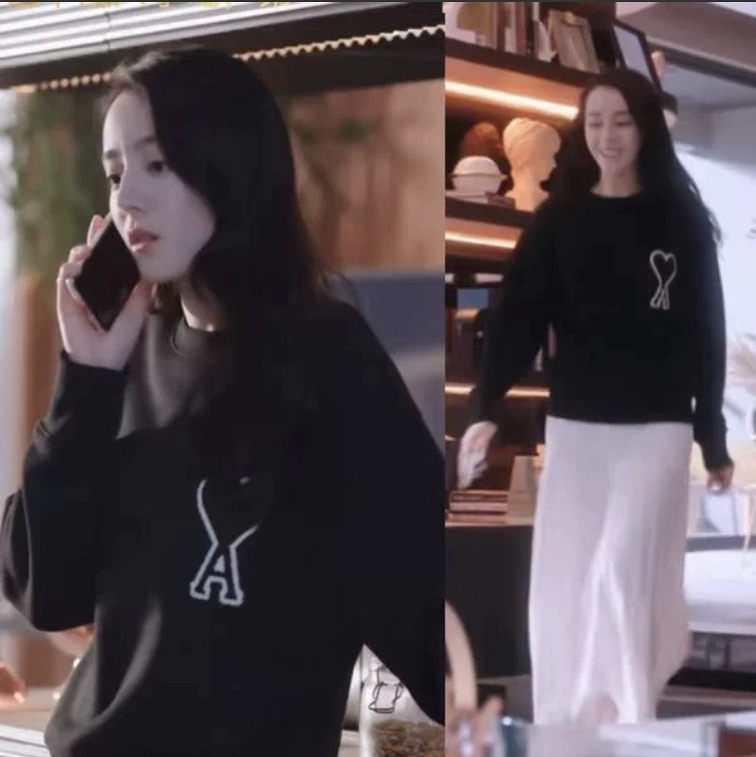 아디다스-상의-국내배송 빅하트 로고 패치 기모 맨투맨