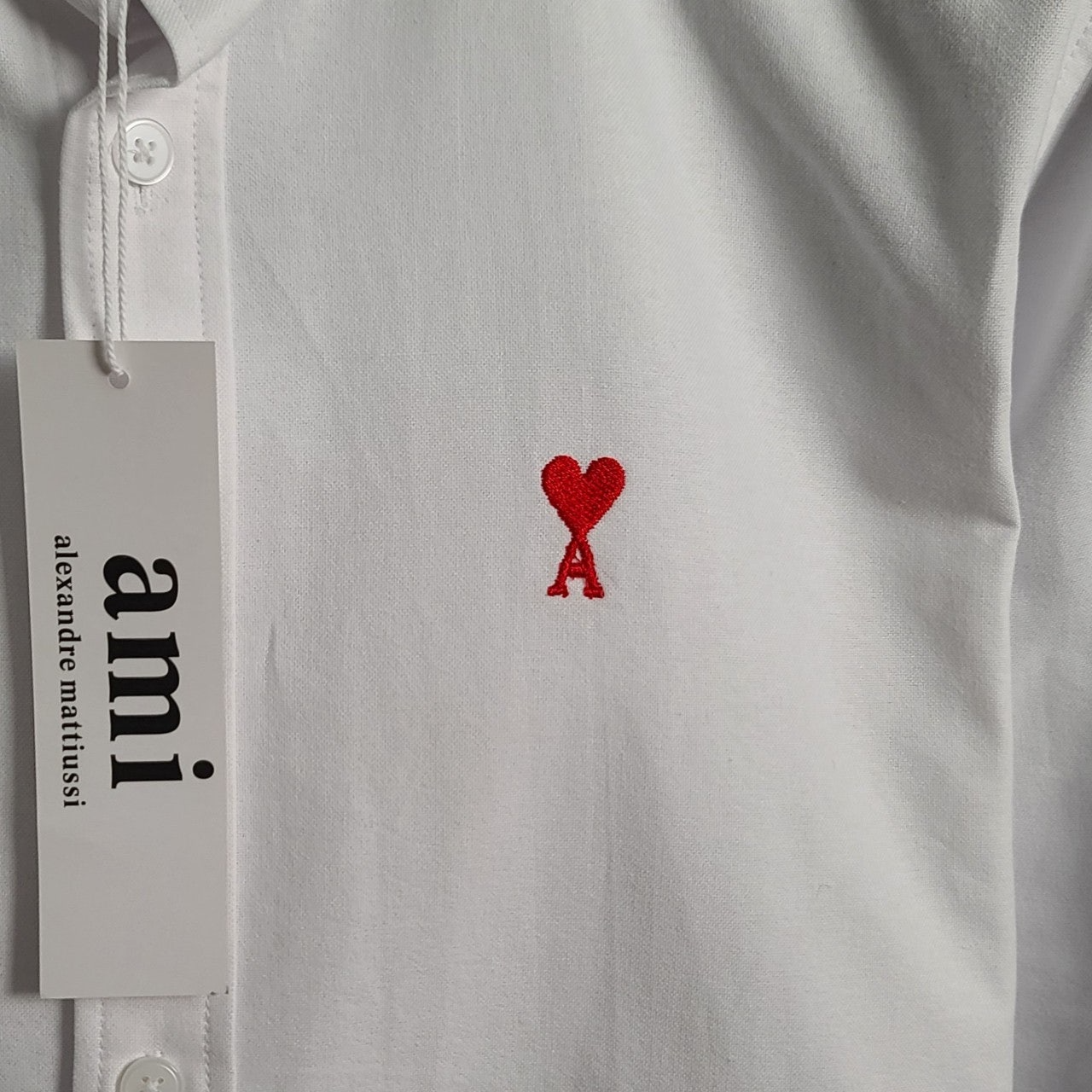 아디다스-상의-국내배송 스몰하트자수 옥스포드 셔츠
