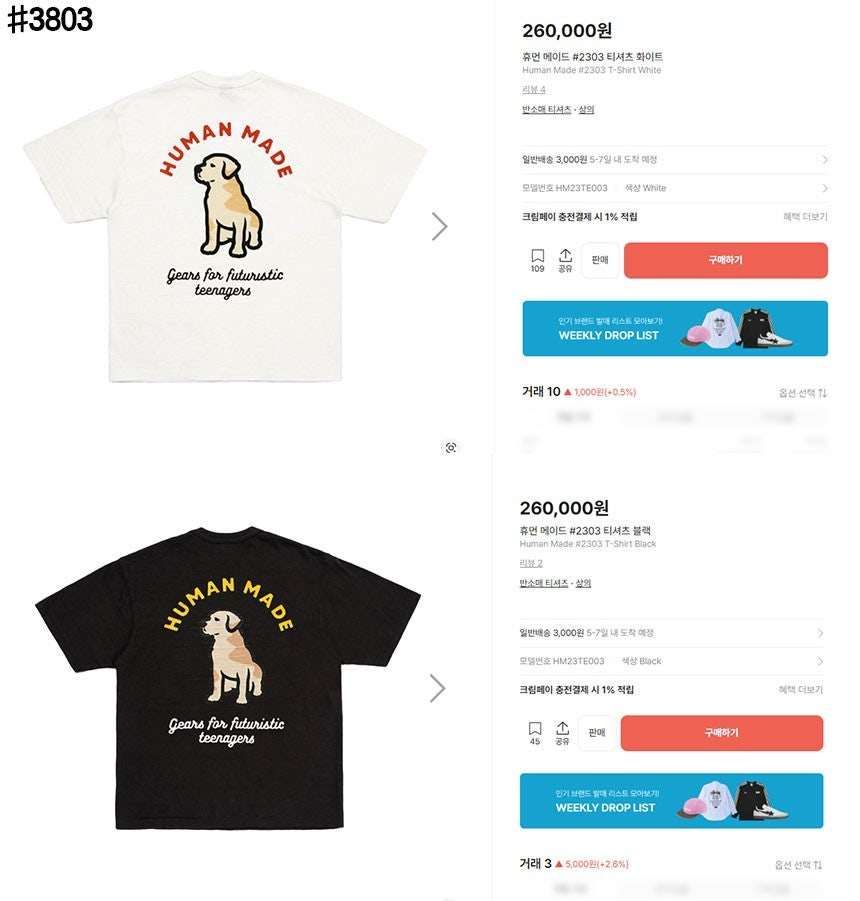 휴먼메이드-상의-국내배송 애니멀 그래픽 티셔츠 래브라도