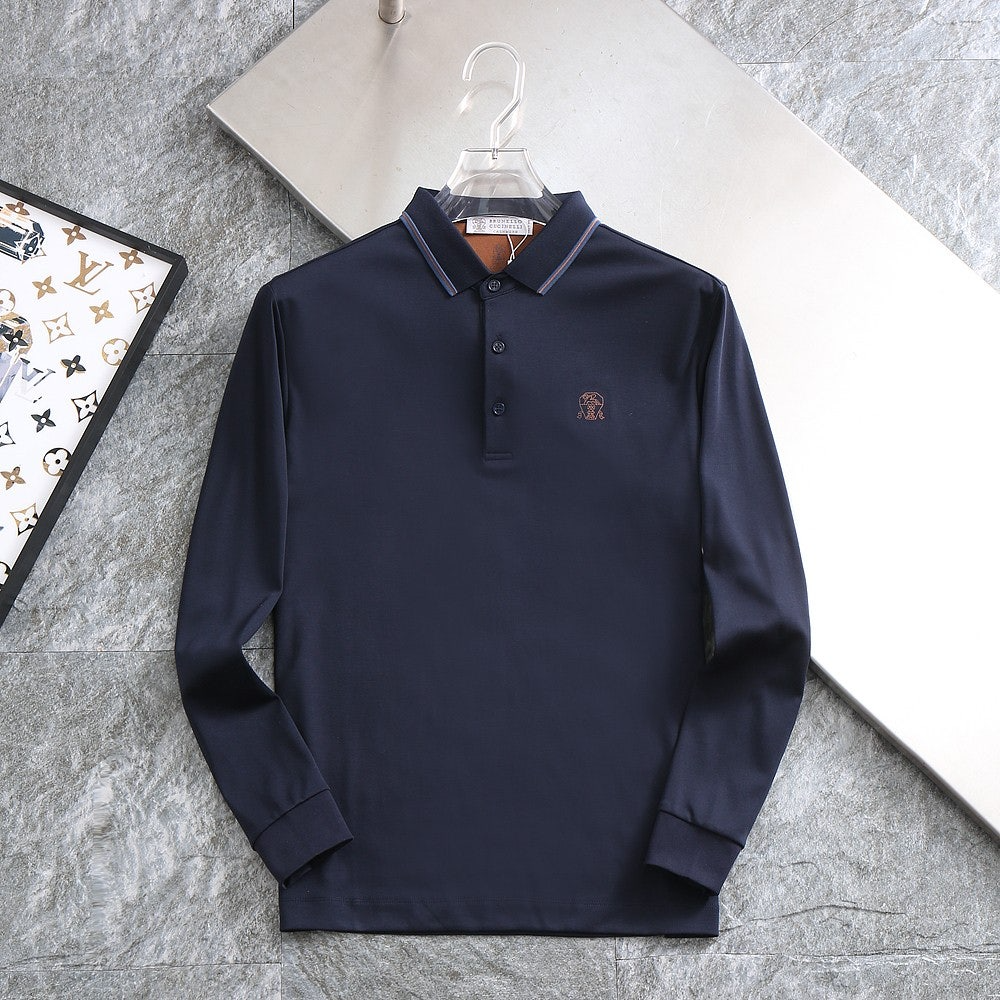 브루넬로쿠치넬리-상의-국내배송 자수로고 포인트 면실켓 카라 티셔츠