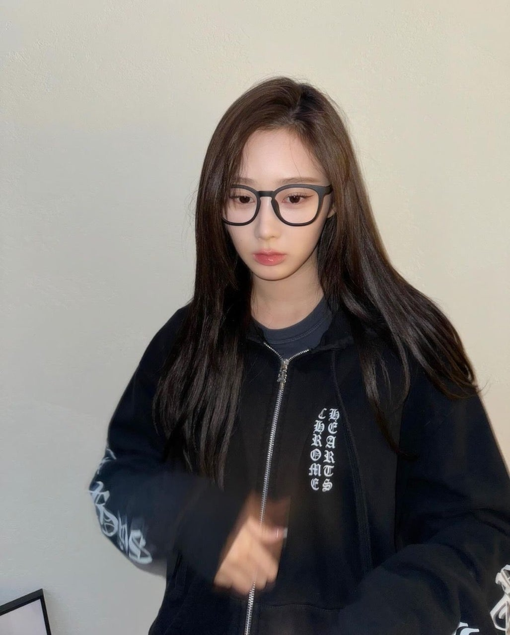 크롬하츠-상의-국내배송 버티컬 로고 후드 집업