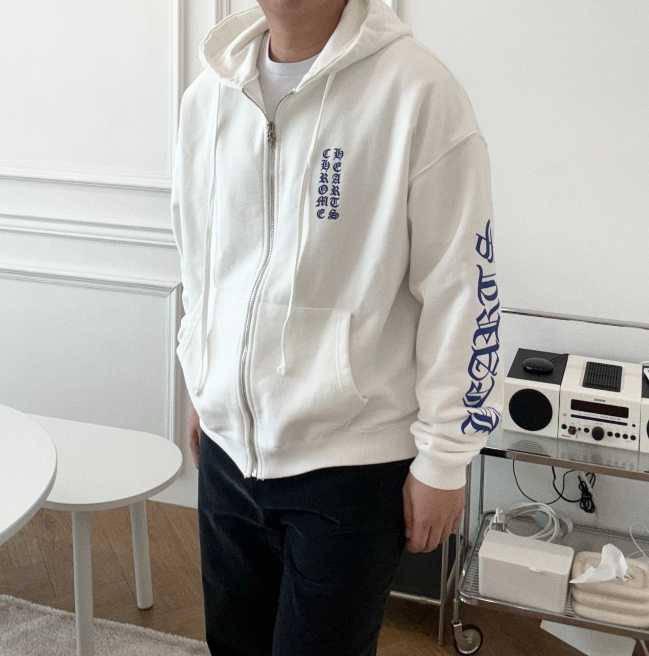 크롬하츠-상의-국내배송 버티컬 로고 후드 집업