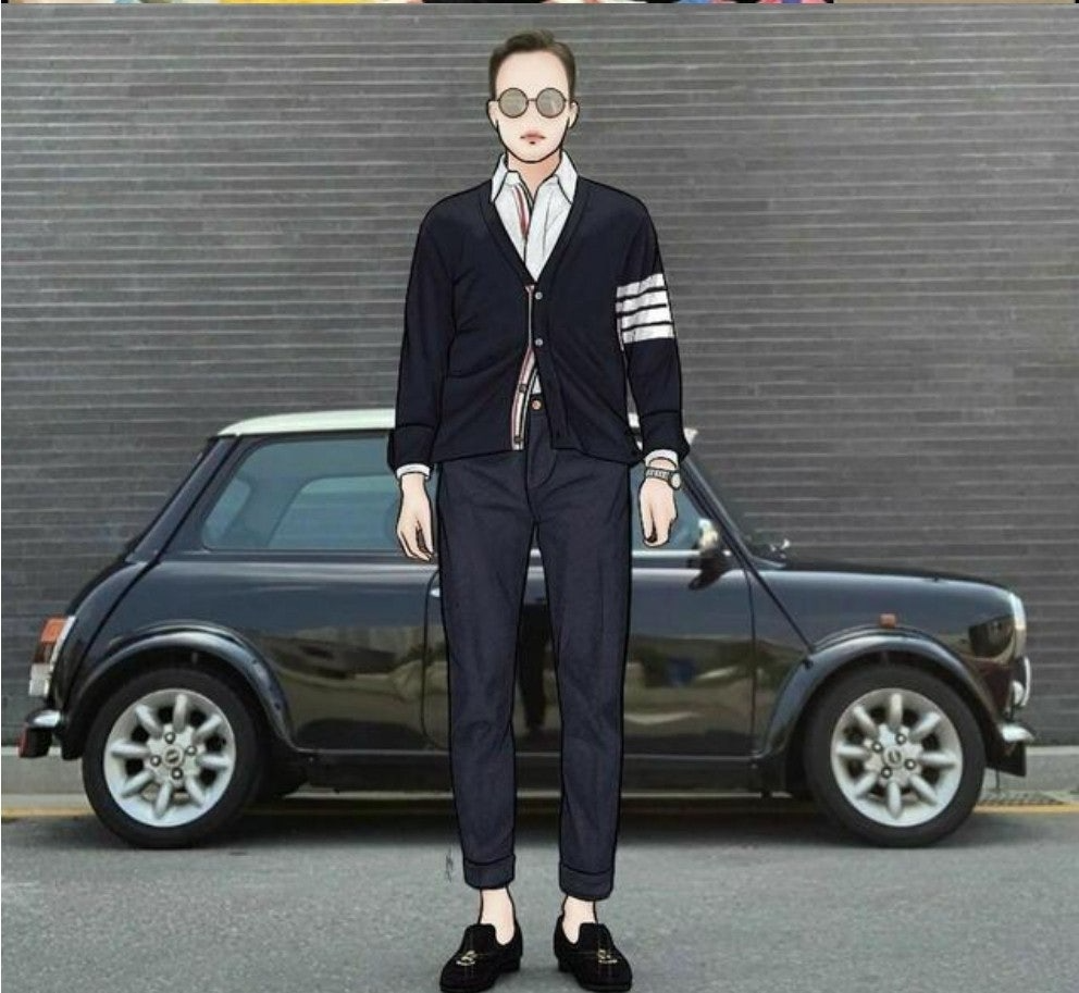 톰브라운-상의-국내배송 사선완장 캐시미어 가디건