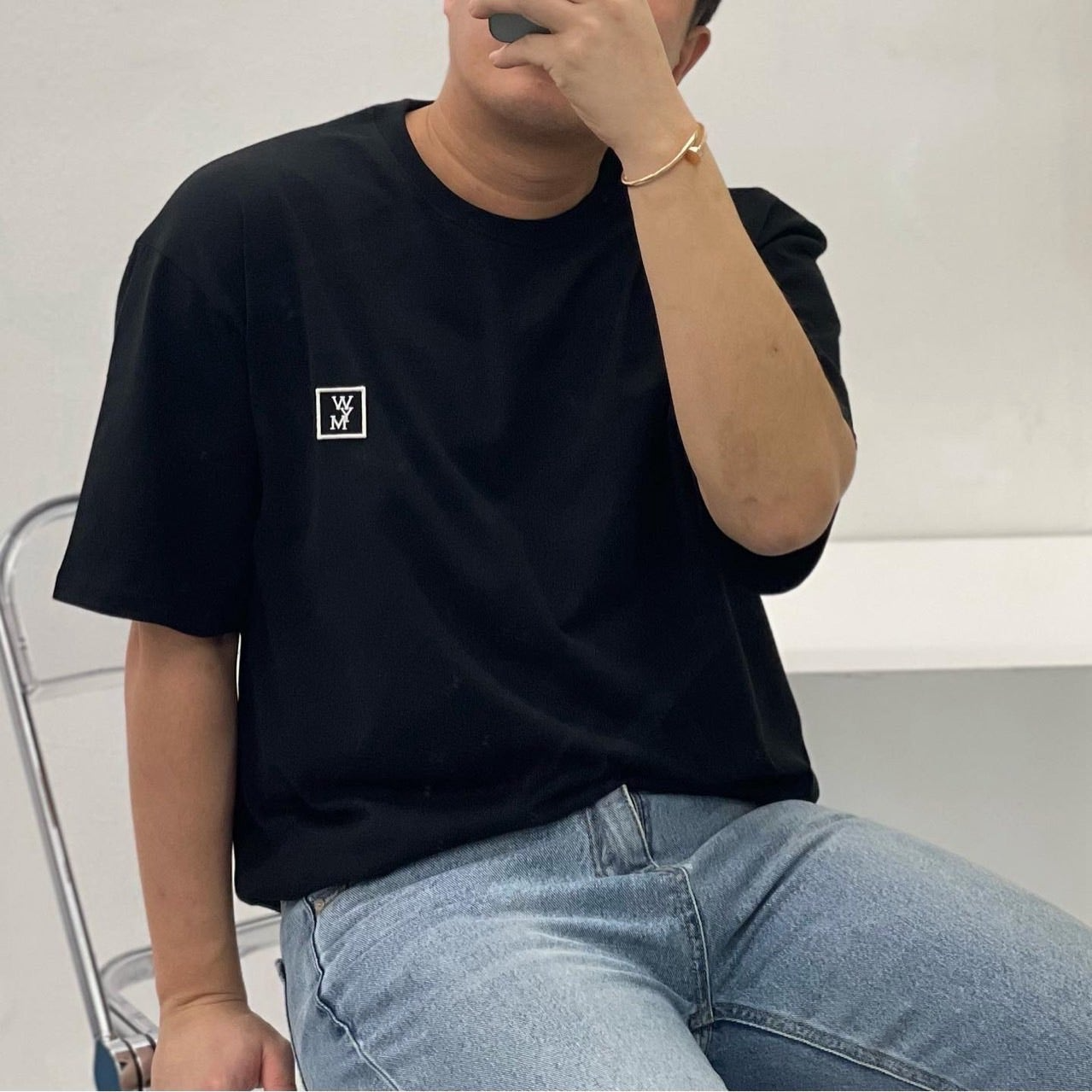 우영미-상의-국내배송 패치 백로고 반팔