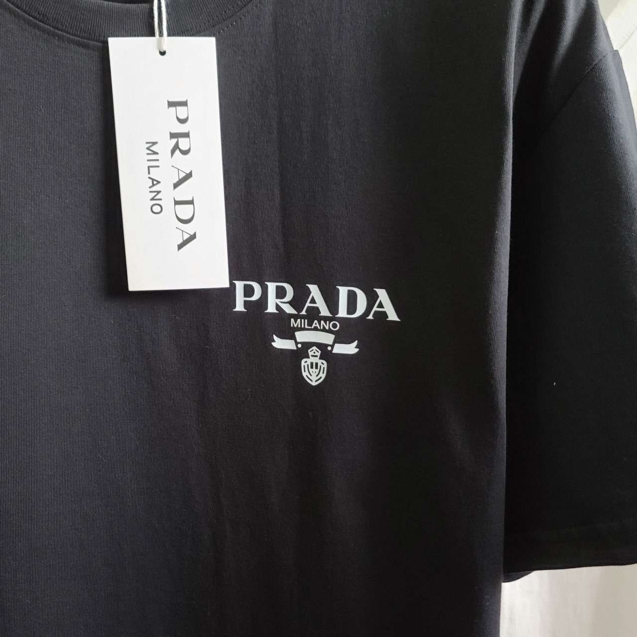 프라다-상의-국내배송 로고레터링 코튼 반팔티
