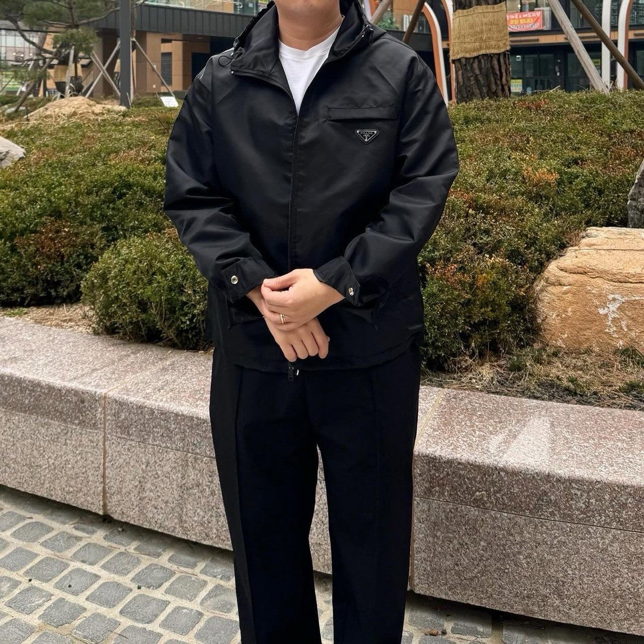 프라다-상의-국내배송 리나일론 후드 블루종 자켓