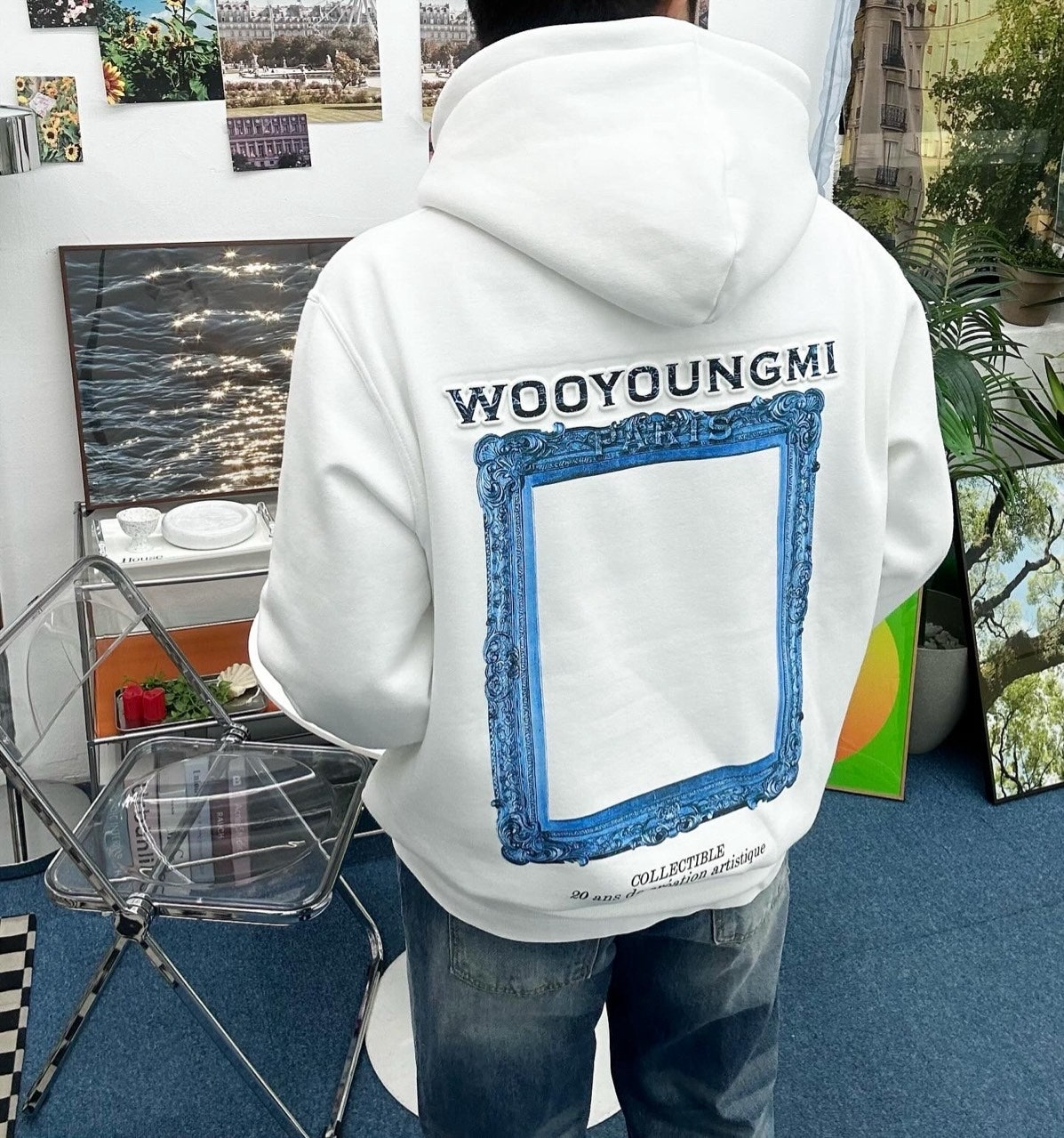 우영미-상의-국내배송 프레임 백로고 후드 셔츠