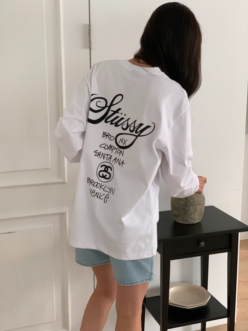 스투시-상의-국내배송 S. 월드투어 롱슬리브