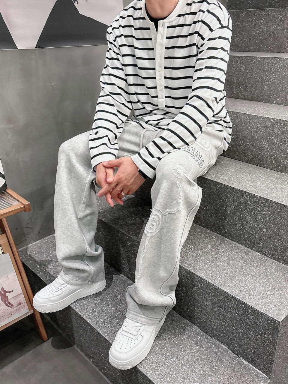 마르지엘라-하의-국내배송 세미와이드 밴딩팬츠