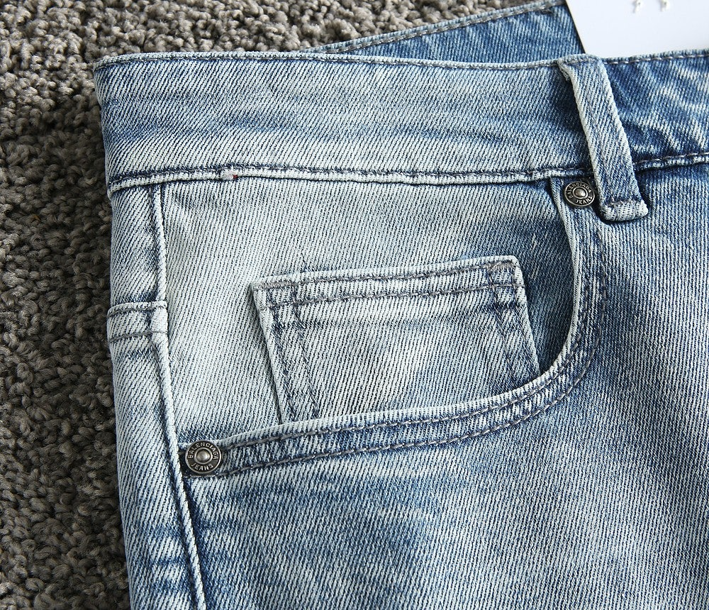 발렌시아가-하의-국내배송 백포켓 레터링로고 스판데님진