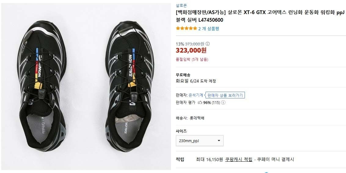 살로몬-신발-국내배송 남여공용 TX6 고어텍스 -블랙 실버- 스니커즈