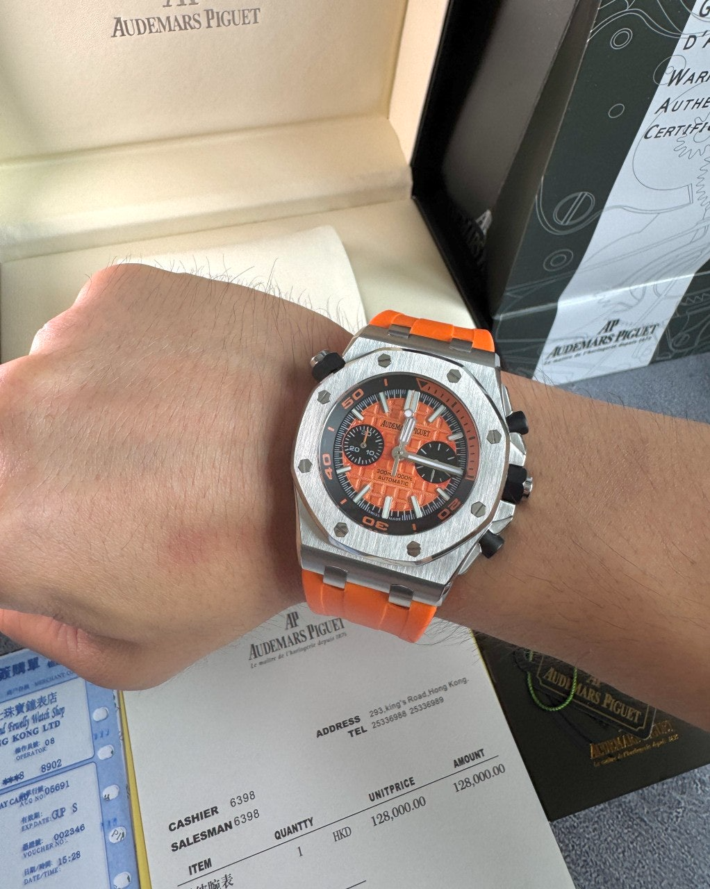 오데마피게-시계-국내배송 다이버 크로노그래프 오렌지 42mm