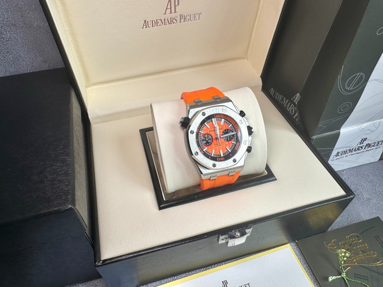 오데마피게-시계-국내배송 다이버 크로노그래프 오렌지 42mm