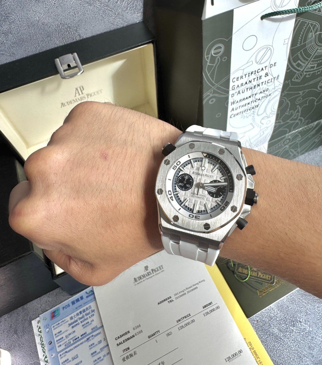오데마피게-시계-국내배송 로얄오크 다이버 크로노그래프 화이트 42mm