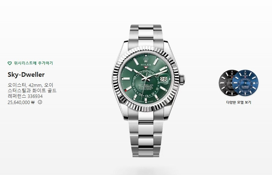 롤렉스-시계-국내배송 스카이드웰러 민트그린42mm 오이스터