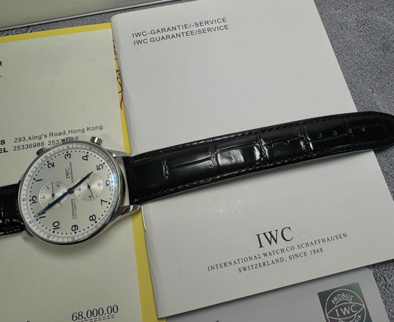 IWC-시계-국내배송 포르투기저 크로노그래프 블루핸즈 화이트다이얼 41mm