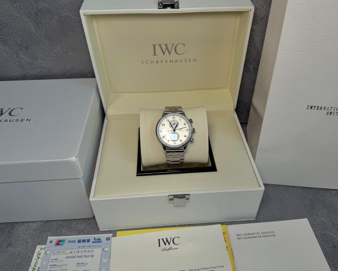 IWC-시계-국내배송 포르투기저 크로노그래프 실버 화이트다이얼 41mm