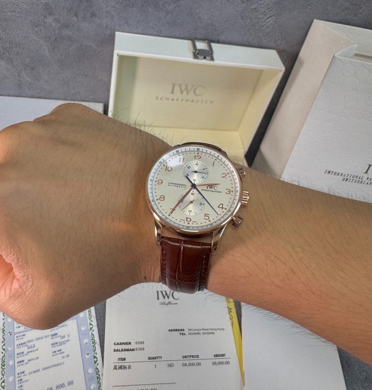 IWC-시계-국내배송 포르투기저 크로노그래프 42mm 로즈골드