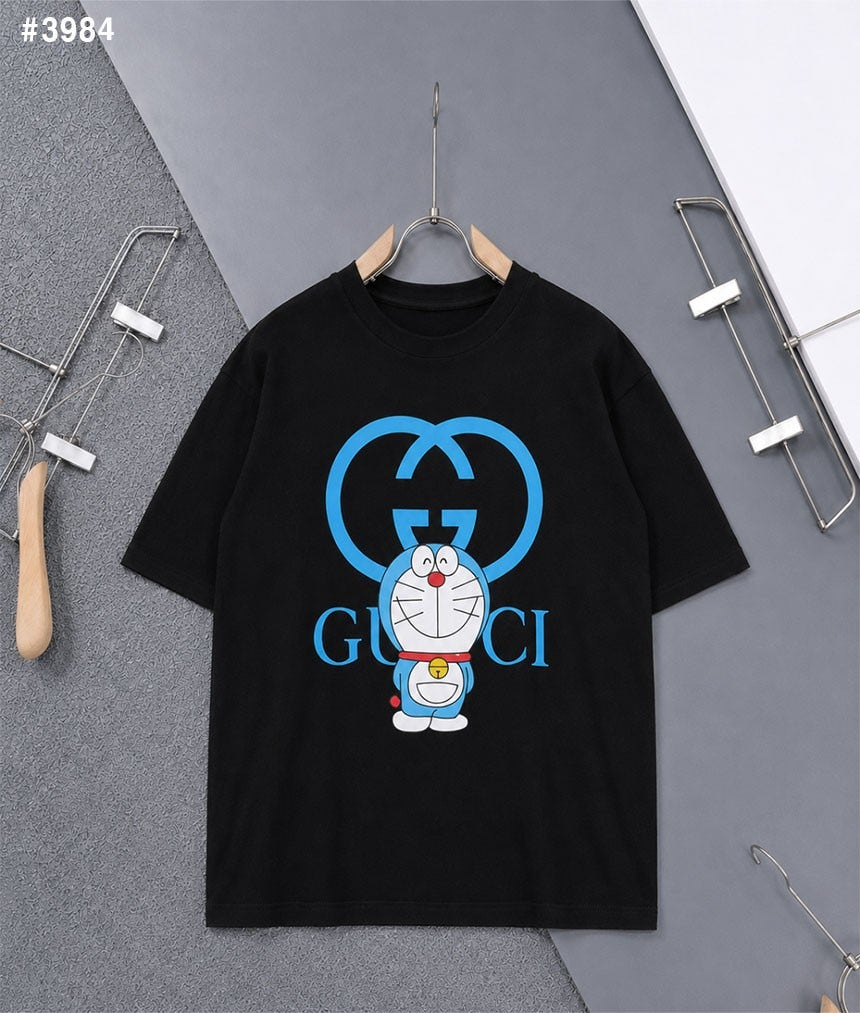 구찌-상의-국내배송 도라에몽 콜라보 인터로킹 GG 블루 프린팅 티셔츠