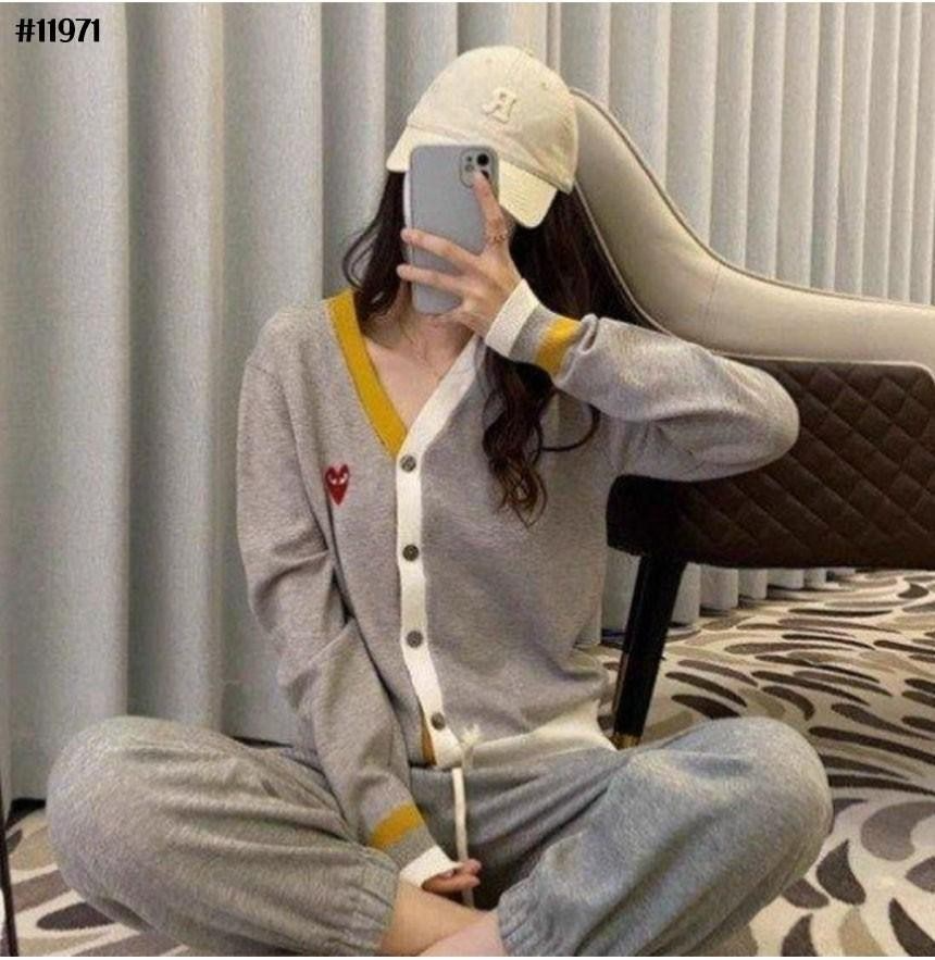 꼼데가르송-상의-국내배송 레드하트 배색 브이넥니트 가디건