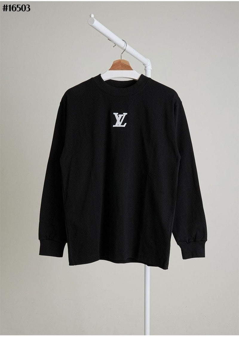 루이비통-상의-국내배송 엠보시드 LV 로고 롱 슬리브 티셔츠