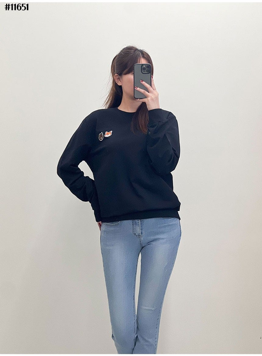 마르지엘라-상의-국내배송 라인프렌즈 남여공용 헤드자수패치 라운드 맨투맨 티셔츠