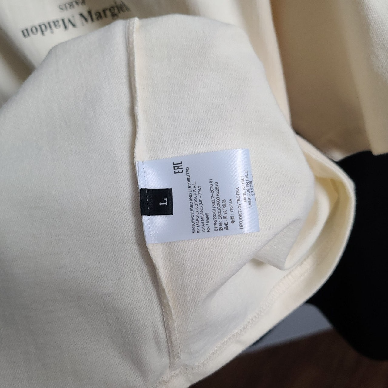 마르지엘라-상의-국내배송 레터링 프린팅 코튼 반팔티