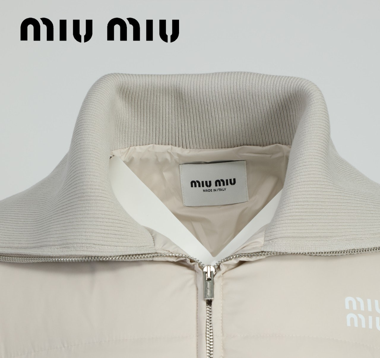 미우미우-상의-국내배송 크롭 테크니컬 패브릭 다운 재킷