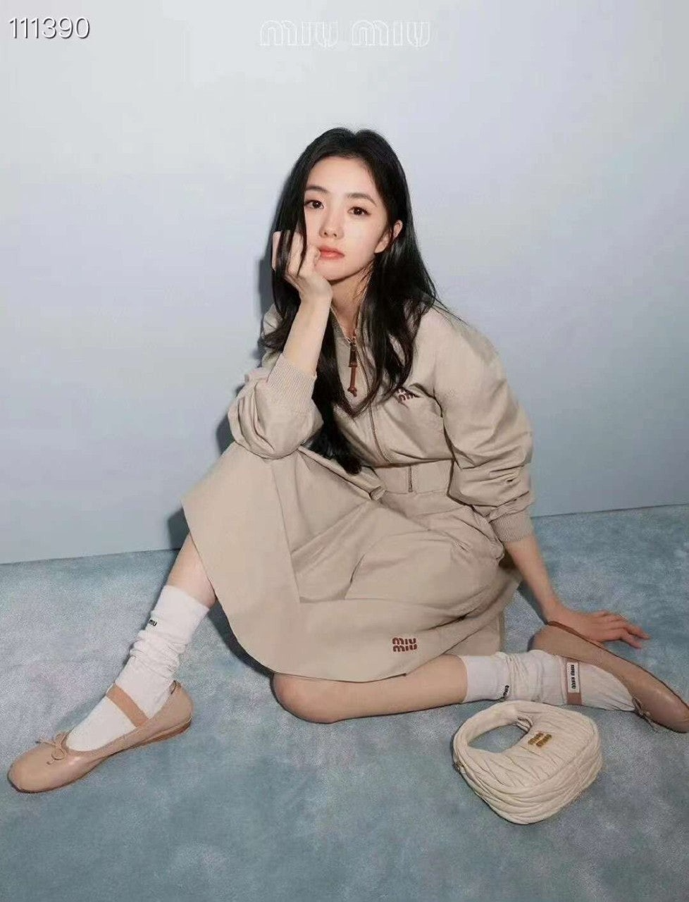 미우미우-상의-국내배송 파나마 코튼 블루종 재킷 & 스커트 SET