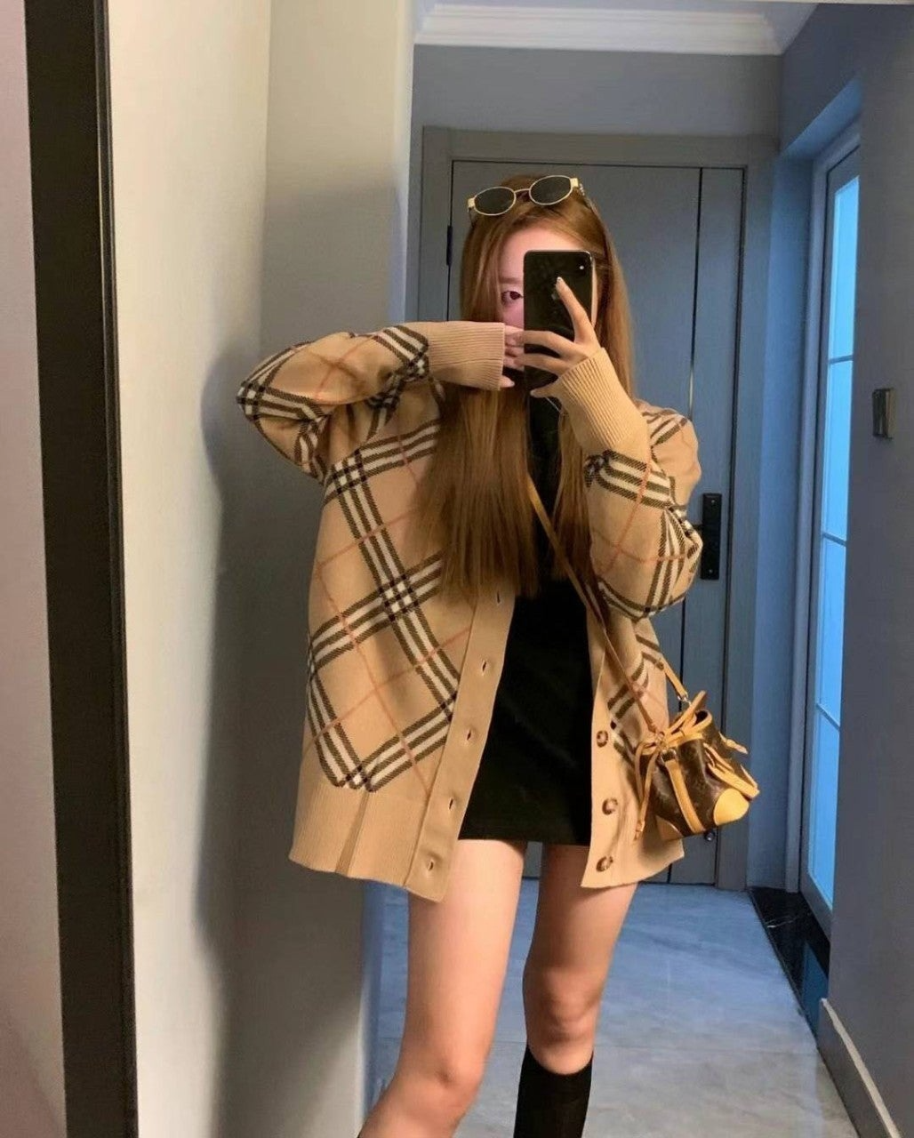 버버리-상의-국내배송 체크 울 블렌드 가디건