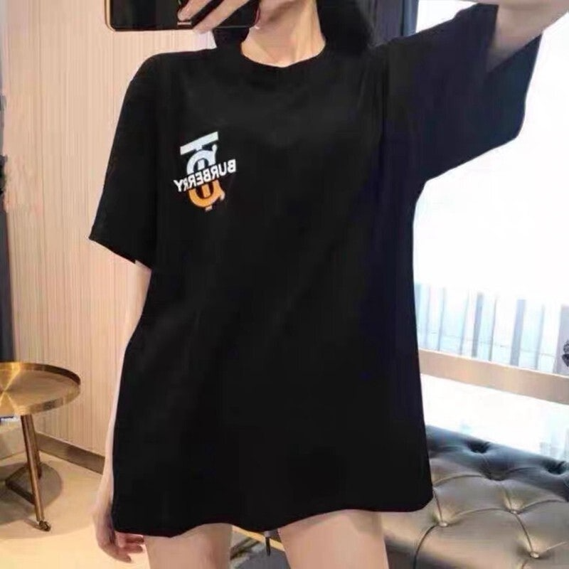 버버리-상의-국내배송 투톤 패턴 코튼 반팔티