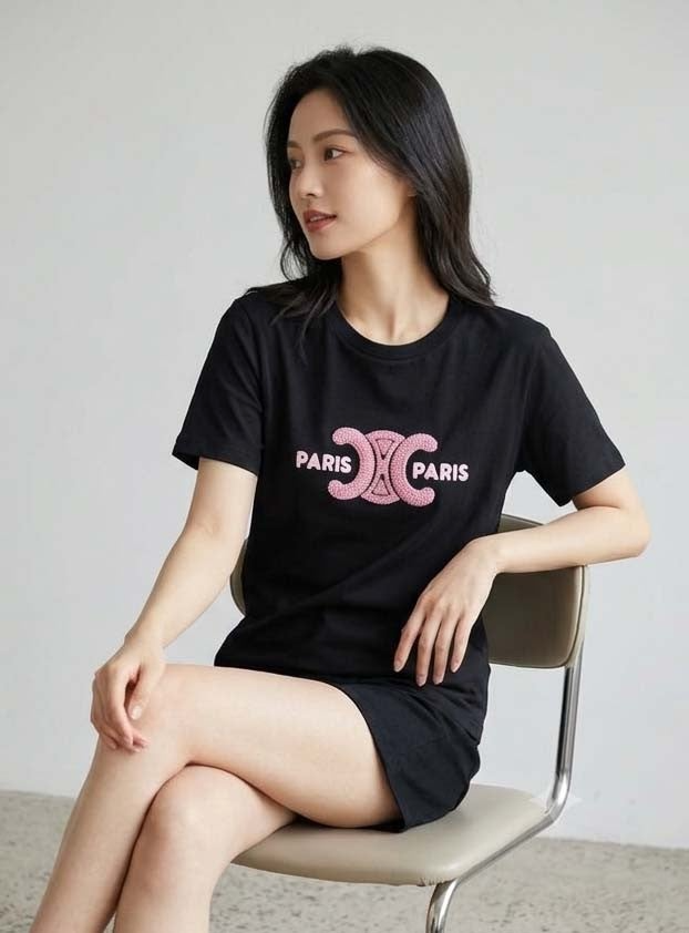 셀린느-상의-국내배송 빅로고 자수 뽀그리패치
