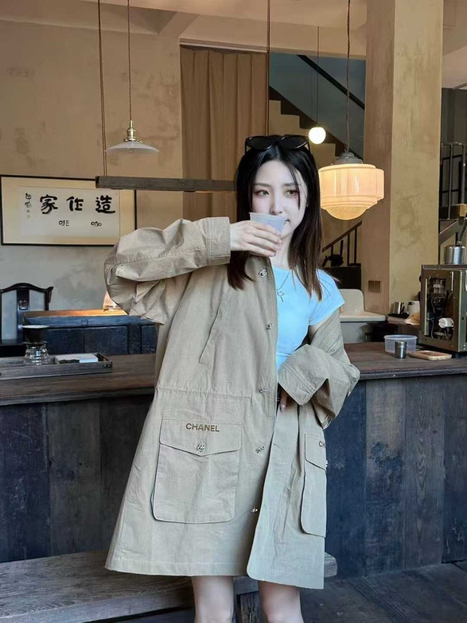 샤넬-상의-국내배송 오버핏 드로스트링 야상