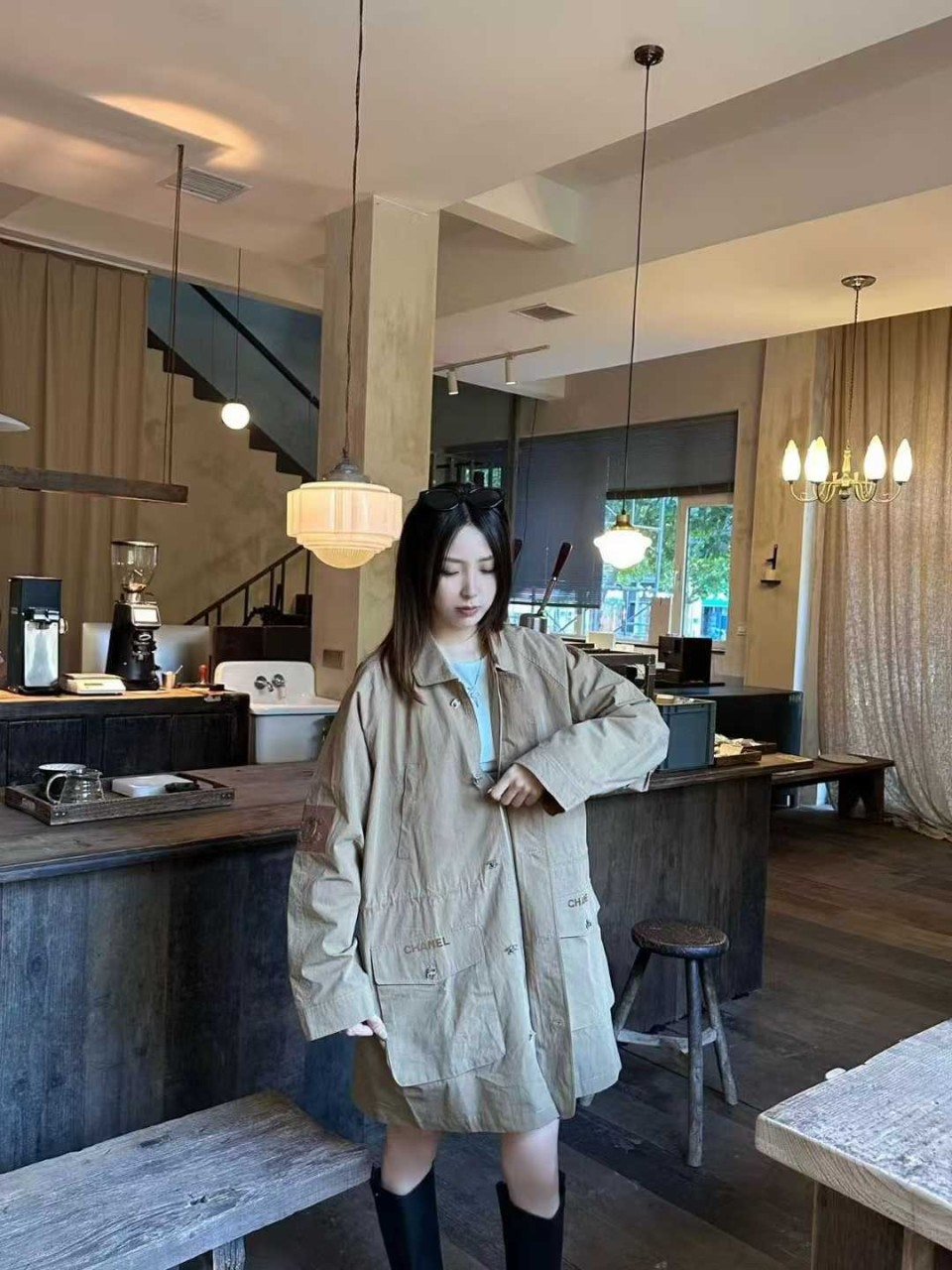 샤넬-상의-국내배송 오버핏 드로스트링 야상