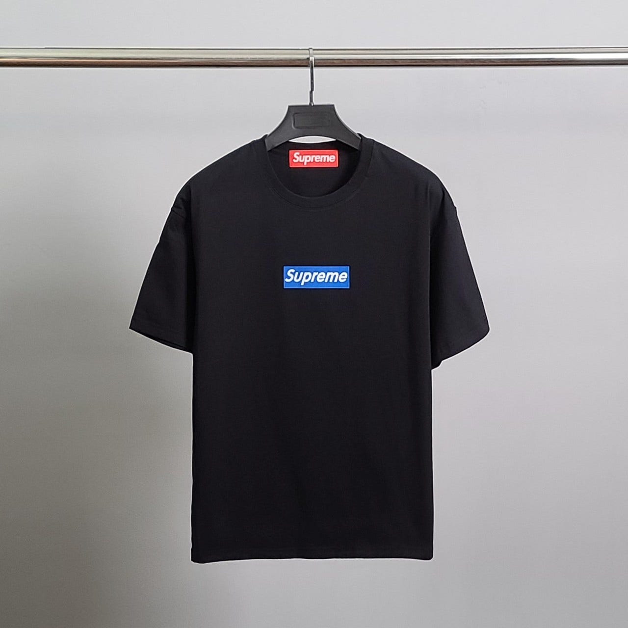 슈프림-상의-국내배송 블루 박스로고 코튼 반팔티