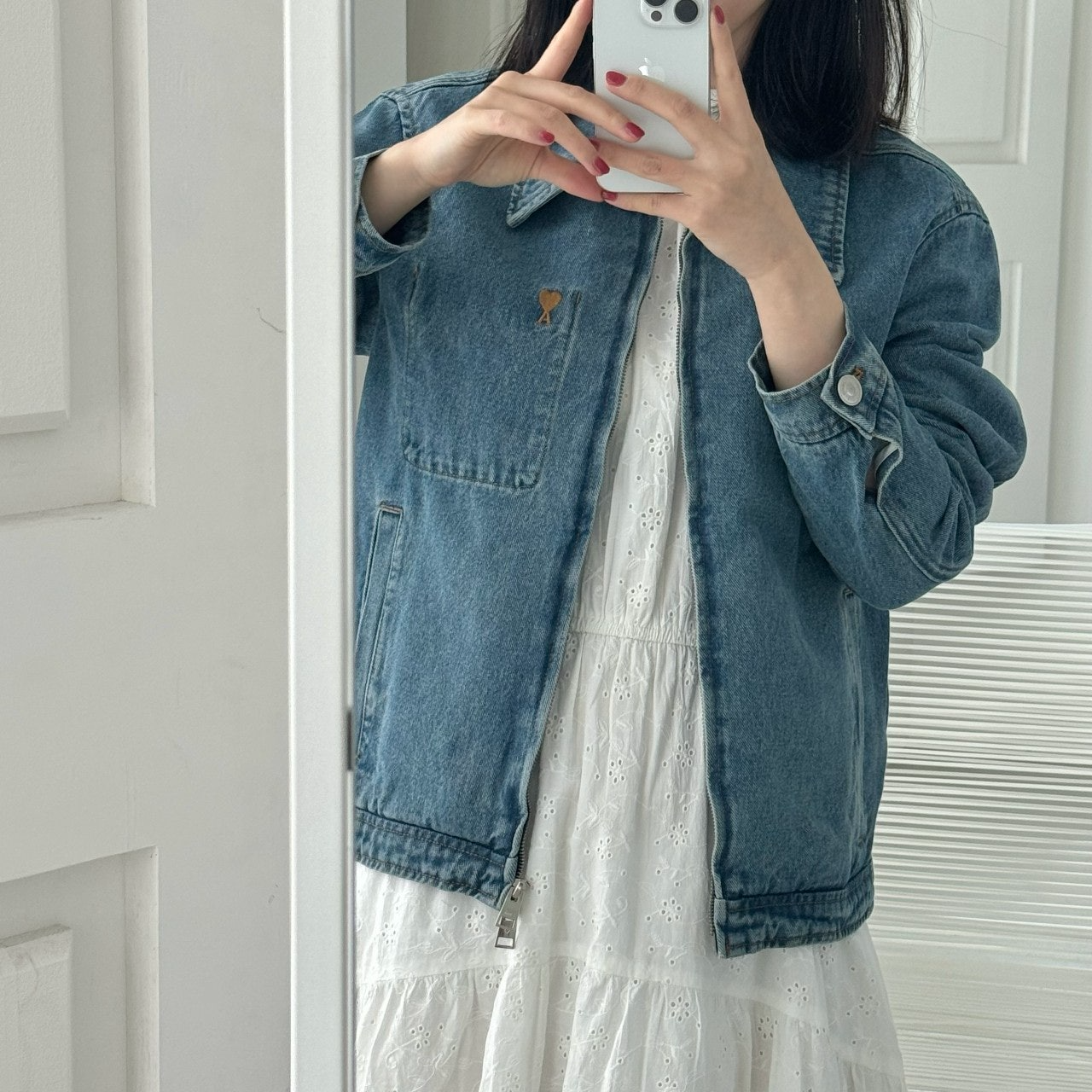 아디다스-상의-국내배송 데님 집업 자켓