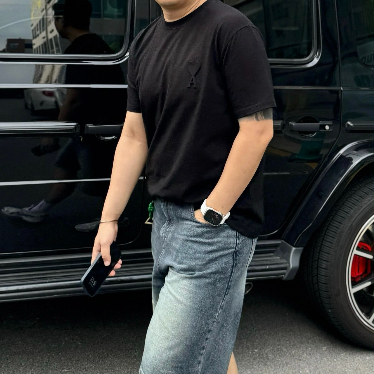 꼼데가르송-상의-국내배송 엠보 로고 반팔