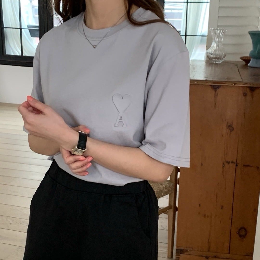 꼼데가르송-상의-국내배송 엠보 로고 반팔
