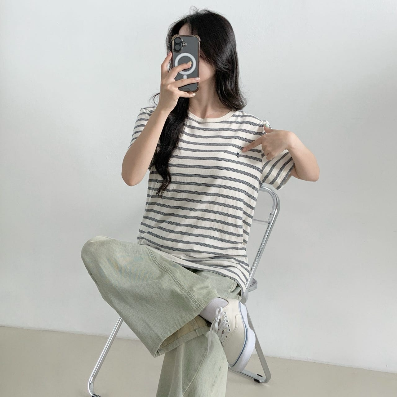 생로랑-상의-국내배송 카산드라 스트라이프 티셔츠