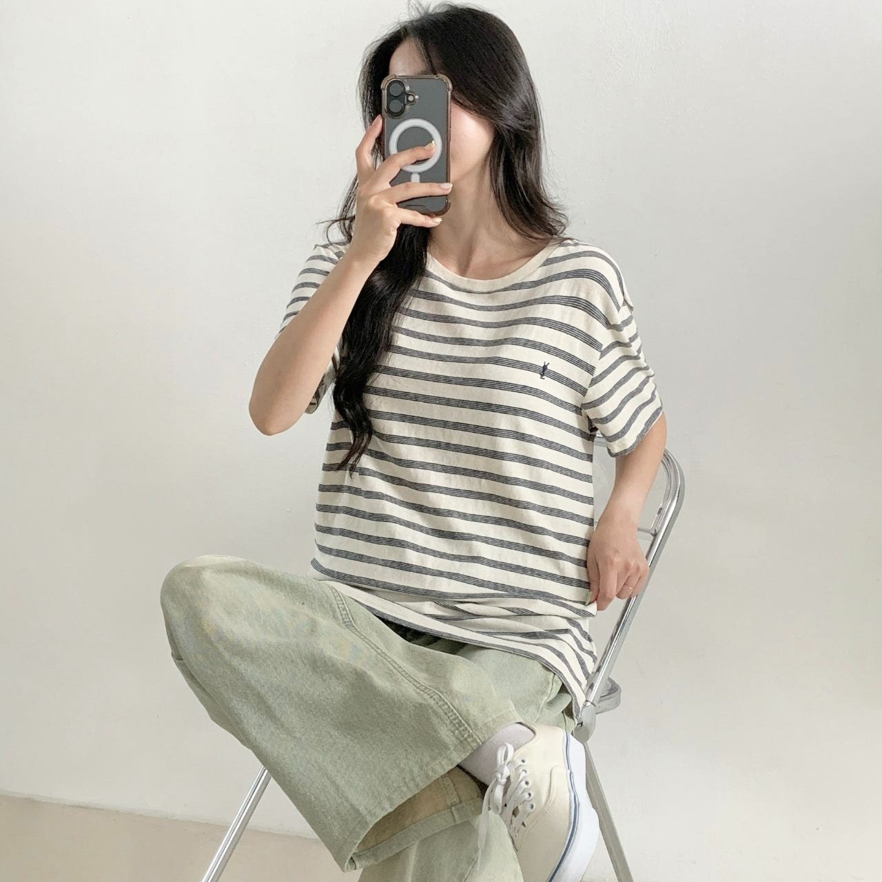 생로랑-상의-국내배송 카산드라 스트라이프 티셔츠