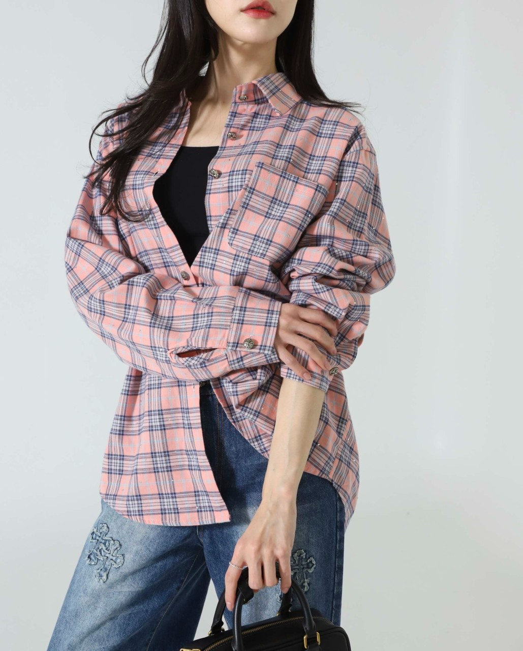 크롬하츠-상의-국내배송 말발굽 체크패턴 셔츠