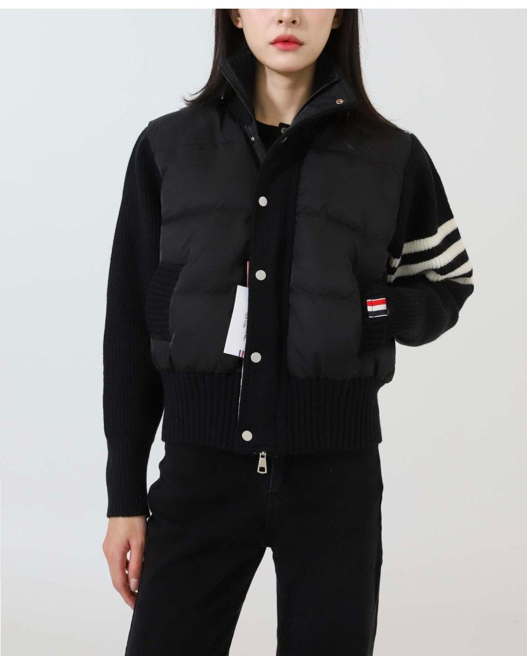 톰브라운-상의-국내배송 다운 필드 울샤이니 크롭 자켓 -블랙-