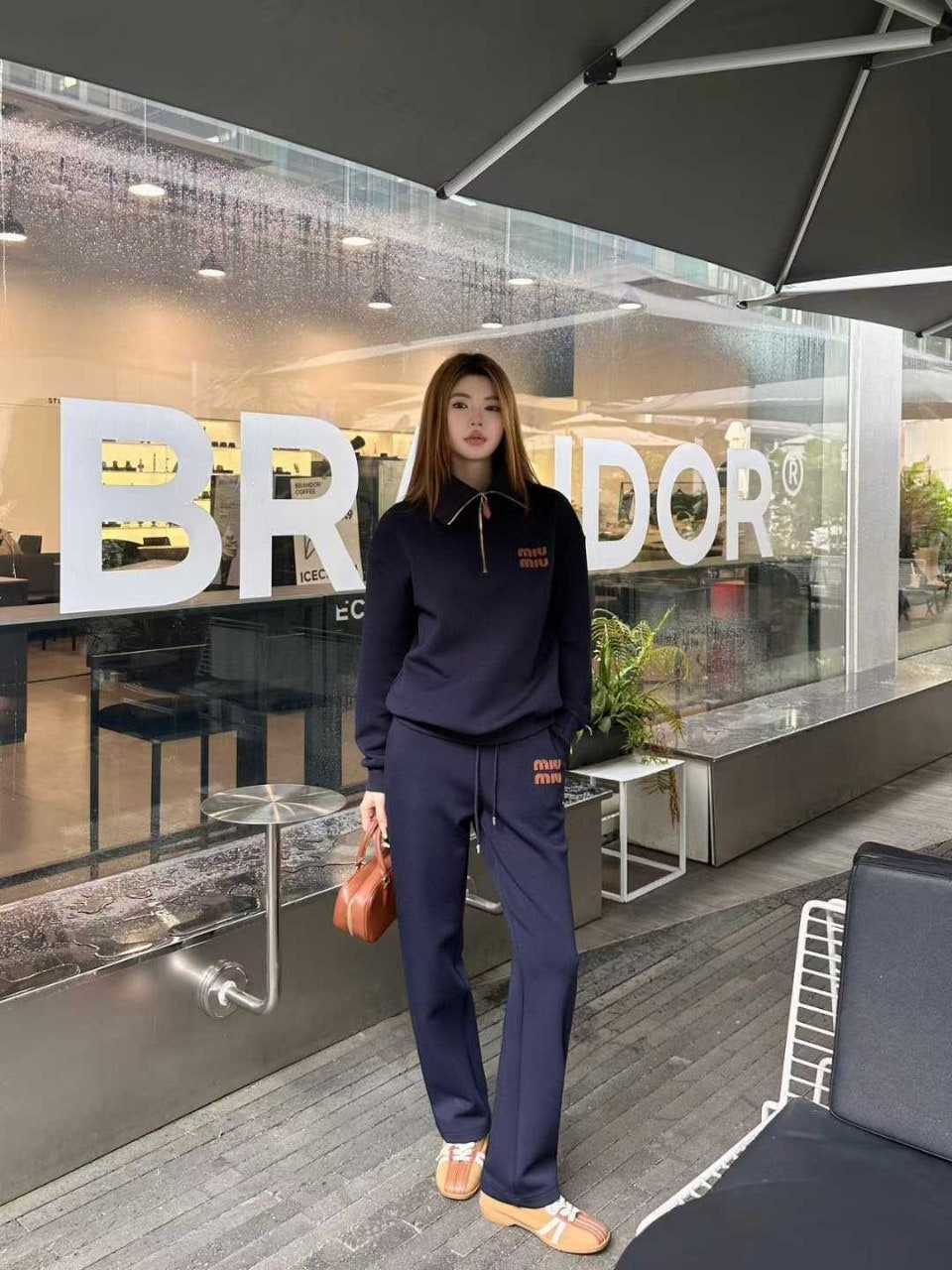 미우미우-세트-국내배송 여성용 자수패치로고 코튼 트레이닝 셋트