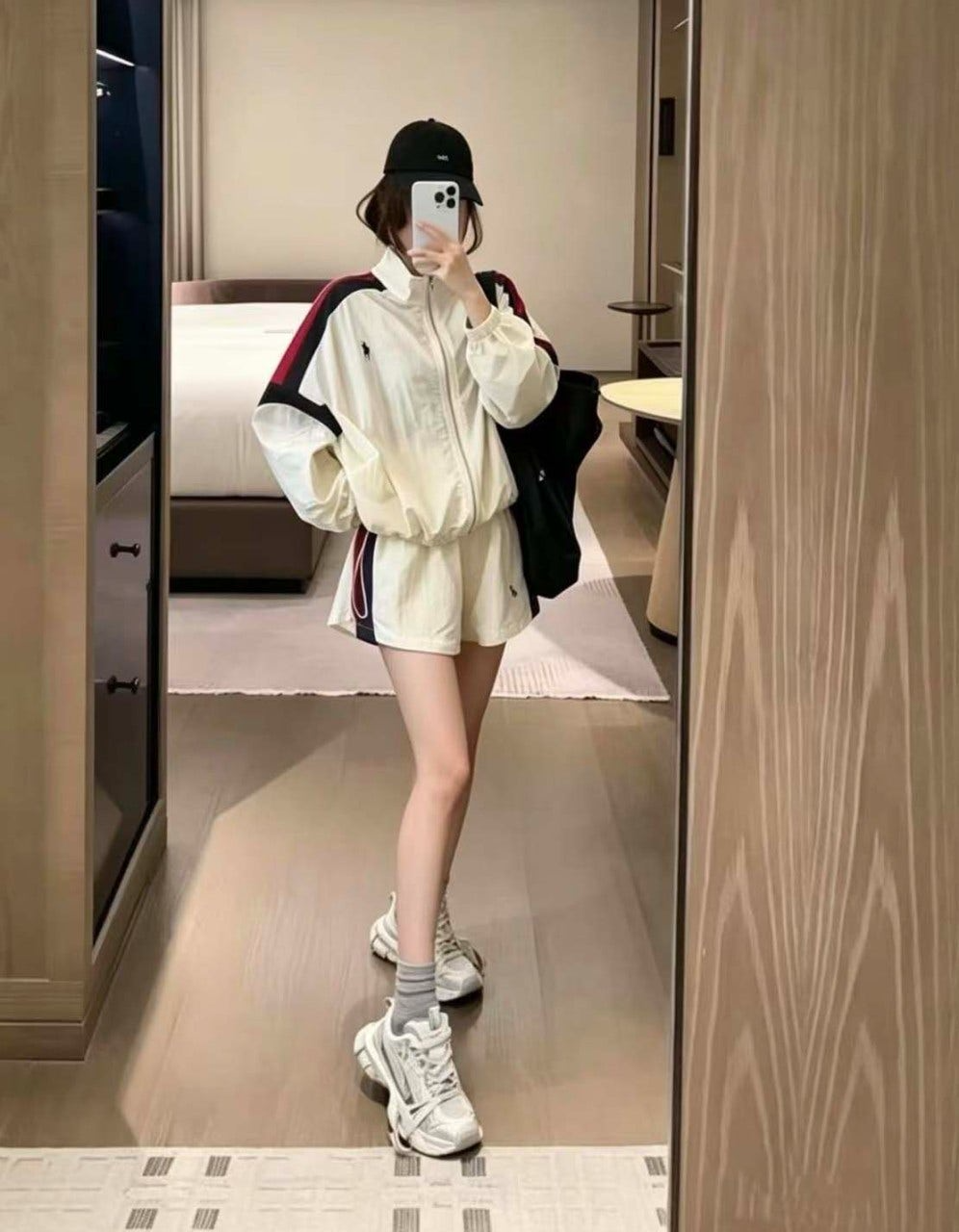 폴로랄프로렌-세트-국내배송 오버핏 트랙재킷 & 쇼츠 SET -크림-